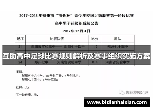 互助高中足球比赛规则解析及赛事组织实施方案
