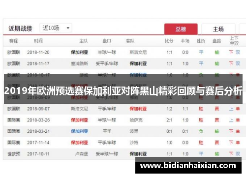 2019年欧洲预选赛保加利亚对阵黑山精彩回顾与赛后分析